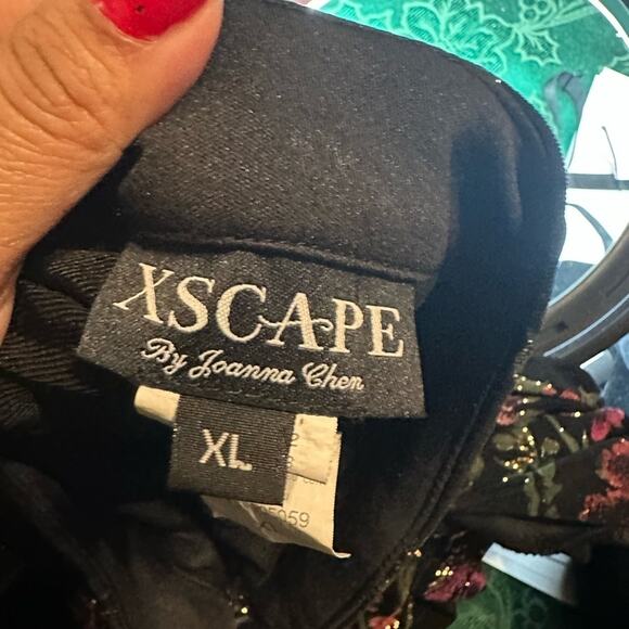 Xscape Black Floral Glitter Open Jacket Women’s Evening Blazer - Picture 5 of 7